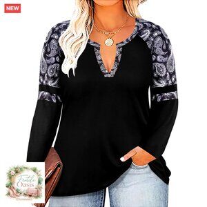 Long Sleeve Tunic Top Plus Size Oversized Flowy Hem Fall Winter Blouse